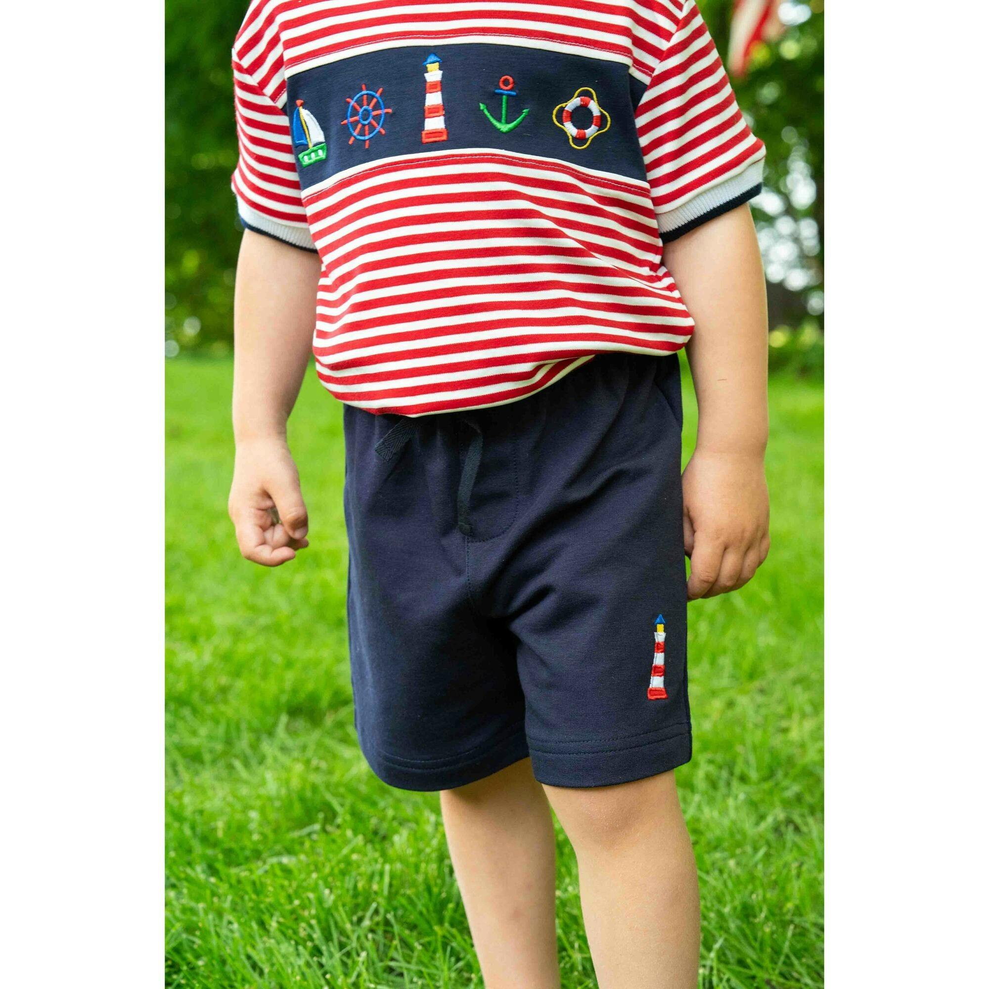 Knit Short Set With Nautical Appliqué