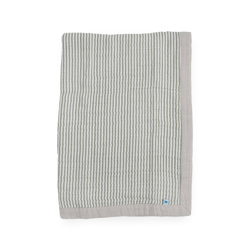 Cotton Muslin Baby Quilt - Grey Stripe