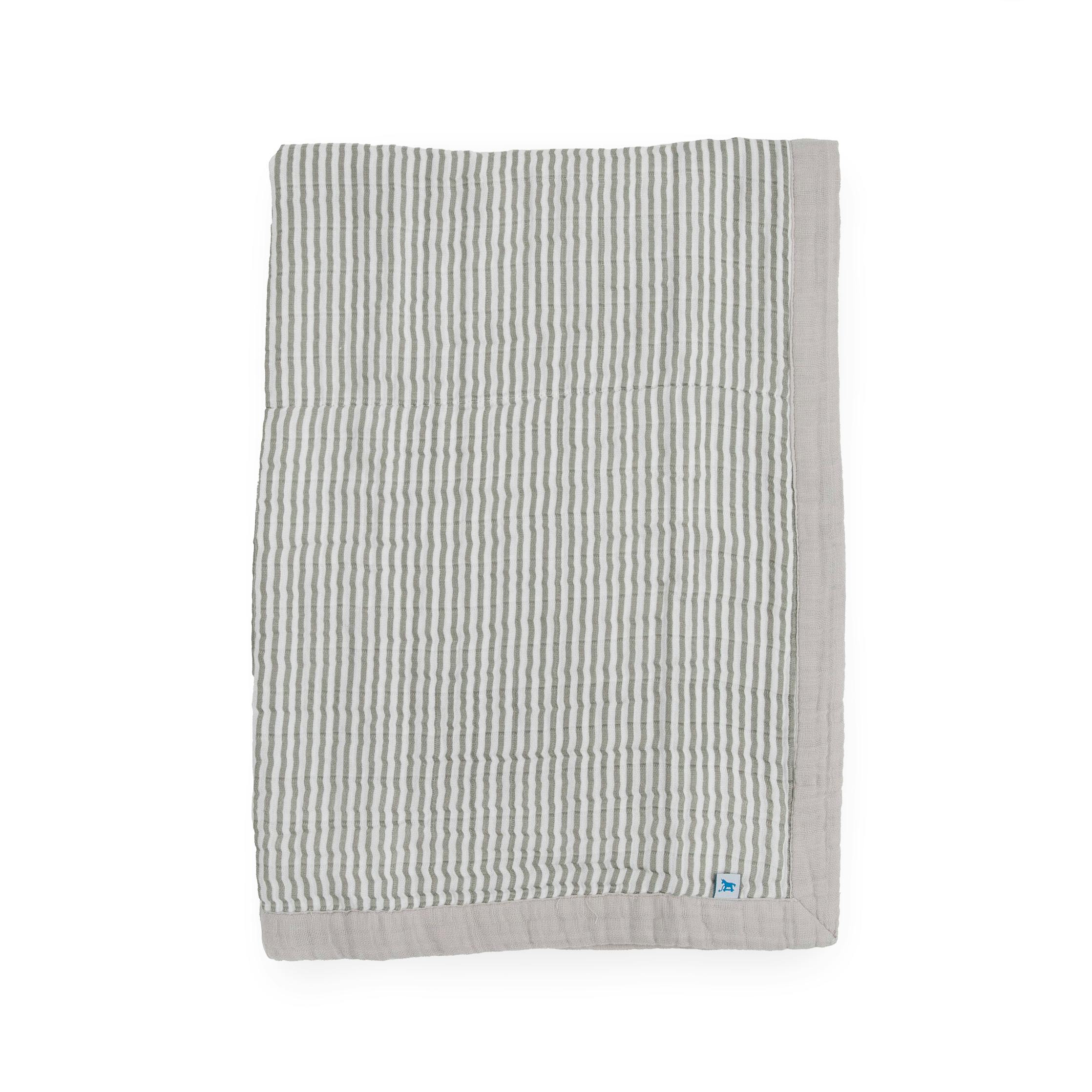 Cotton Muslin Baby Quilt - Grey Stripe
