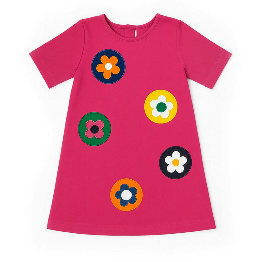 Pique Knit Dress With Flower Dots