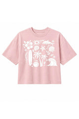 Cropped Boxy Beach Vibes Tee / Pink
