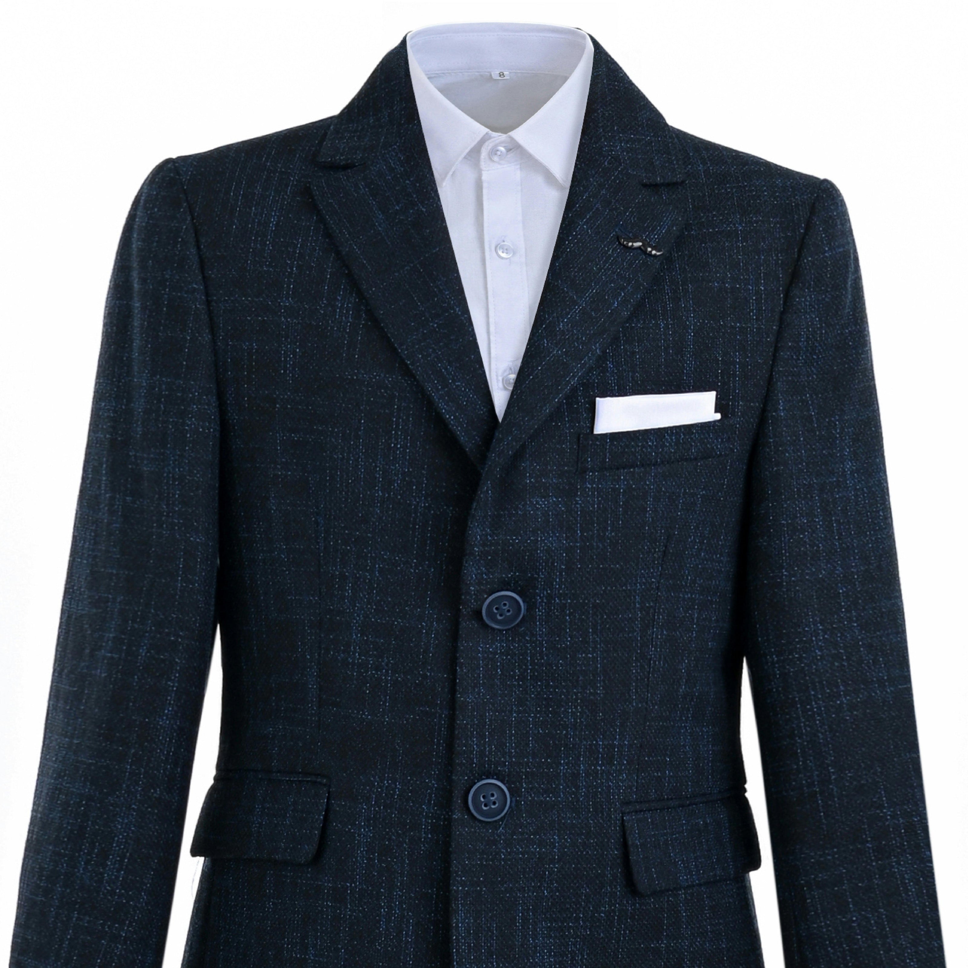 Blue Alexander Checked Pattern Blazer Suit Set
