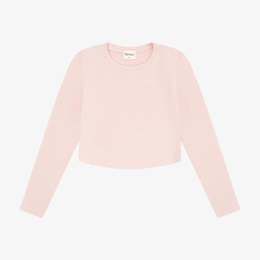 Tenly Rayon Rib Curved Hem L/S Top