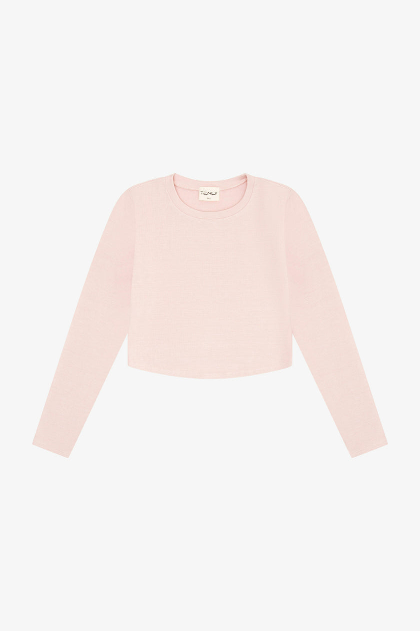Tenly Rayon Rib Curved Hem L/S Top