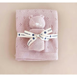 Pique Blanket and Bear Lovey Gift Set - Cream