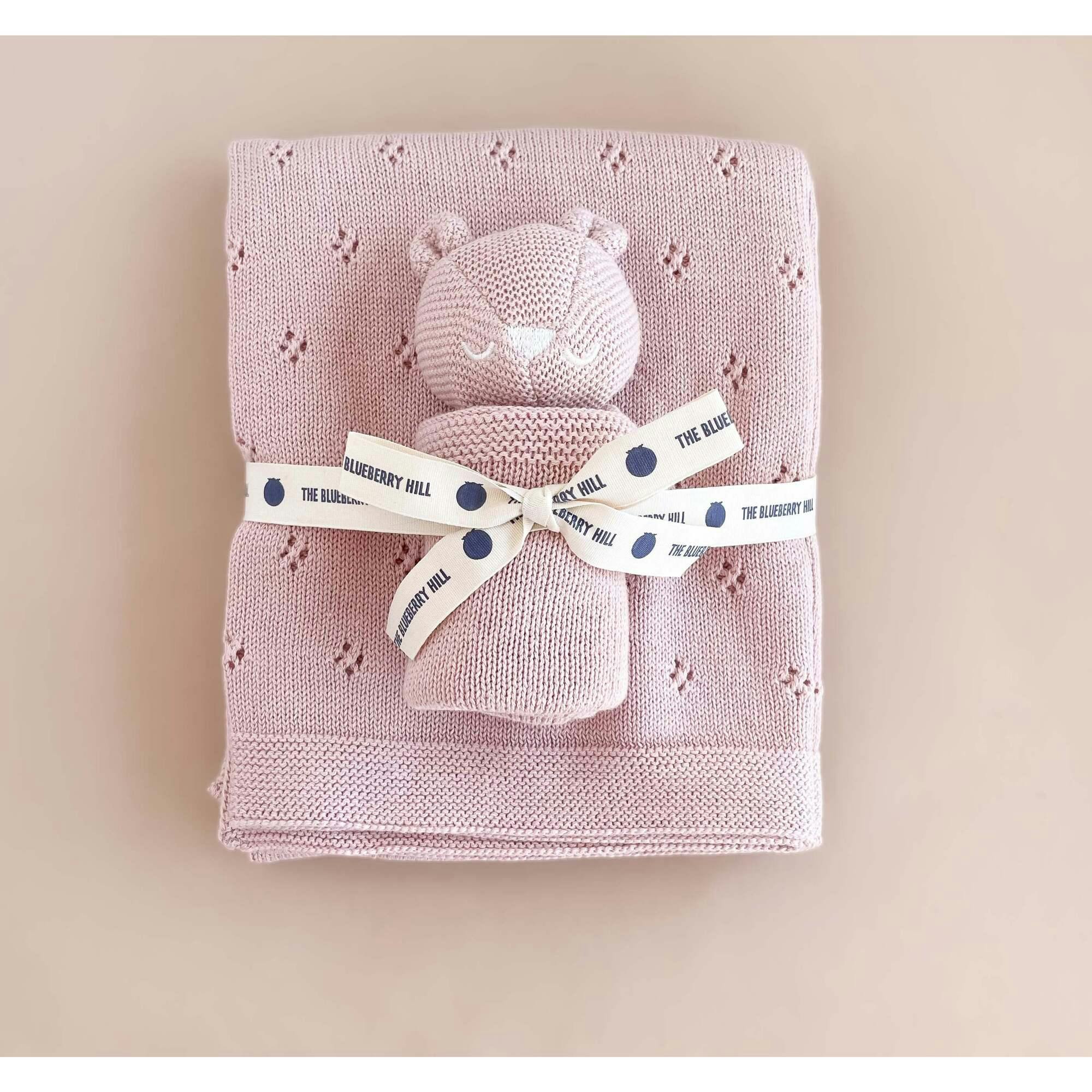 Pique Blanket and Bear Lovey Gift Set - Cream