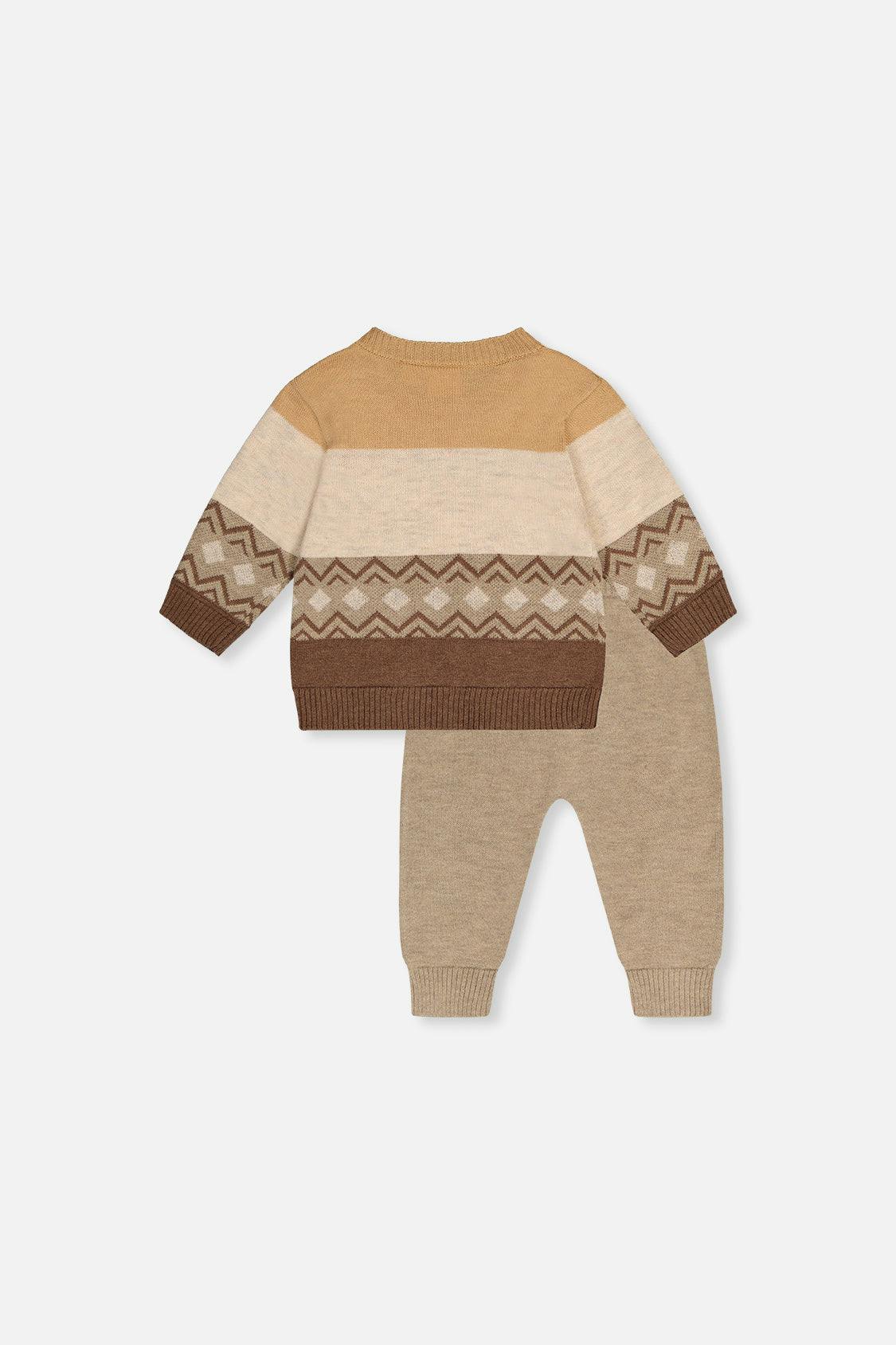 Knitted Sweater And Pants Set Brown Cinnamon