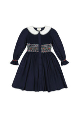 MARINE NAVY SMOCKED DRESS