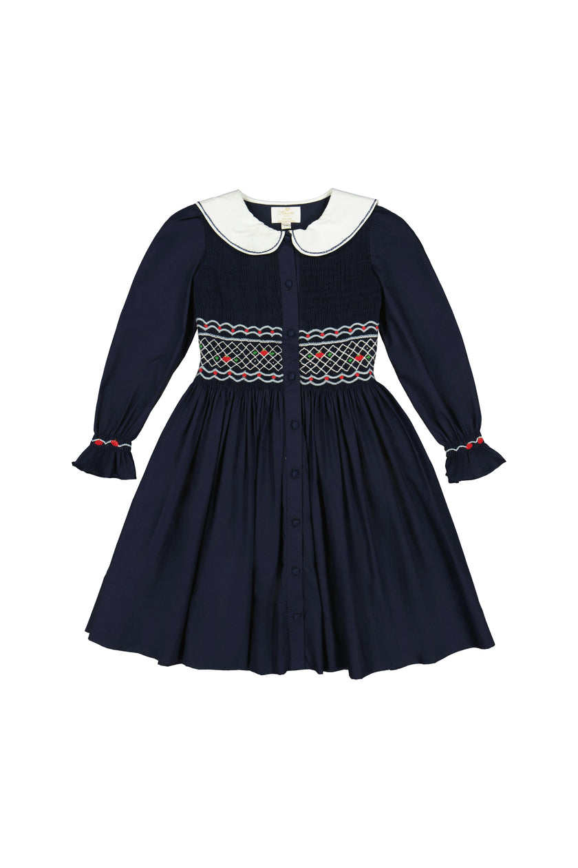 MARINE NAVY SMOCKED DRESS