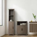 Russell Modern Farmhouse Linen Tower Storage Cabinet with Open Shelves for Bathrooms or Hallways