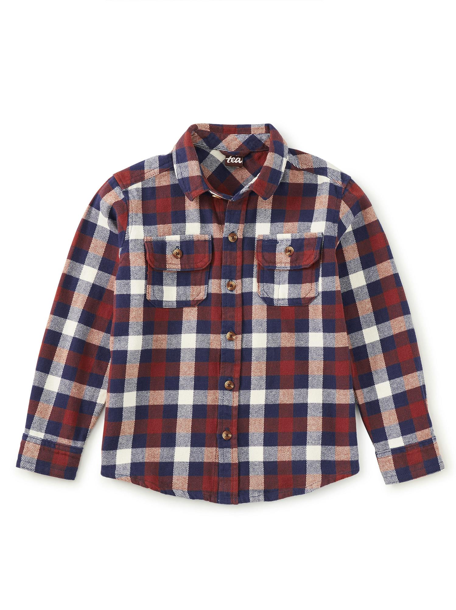 Flannel Button Up Shirt, Cottage Hearth Plaid