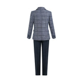 Navy Gabriel Plaid Blazer Suit Set