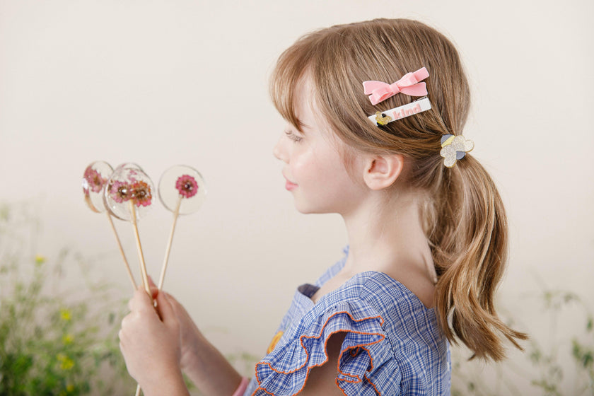 Bees Kind and Pink Bow Hair Clips -SPR