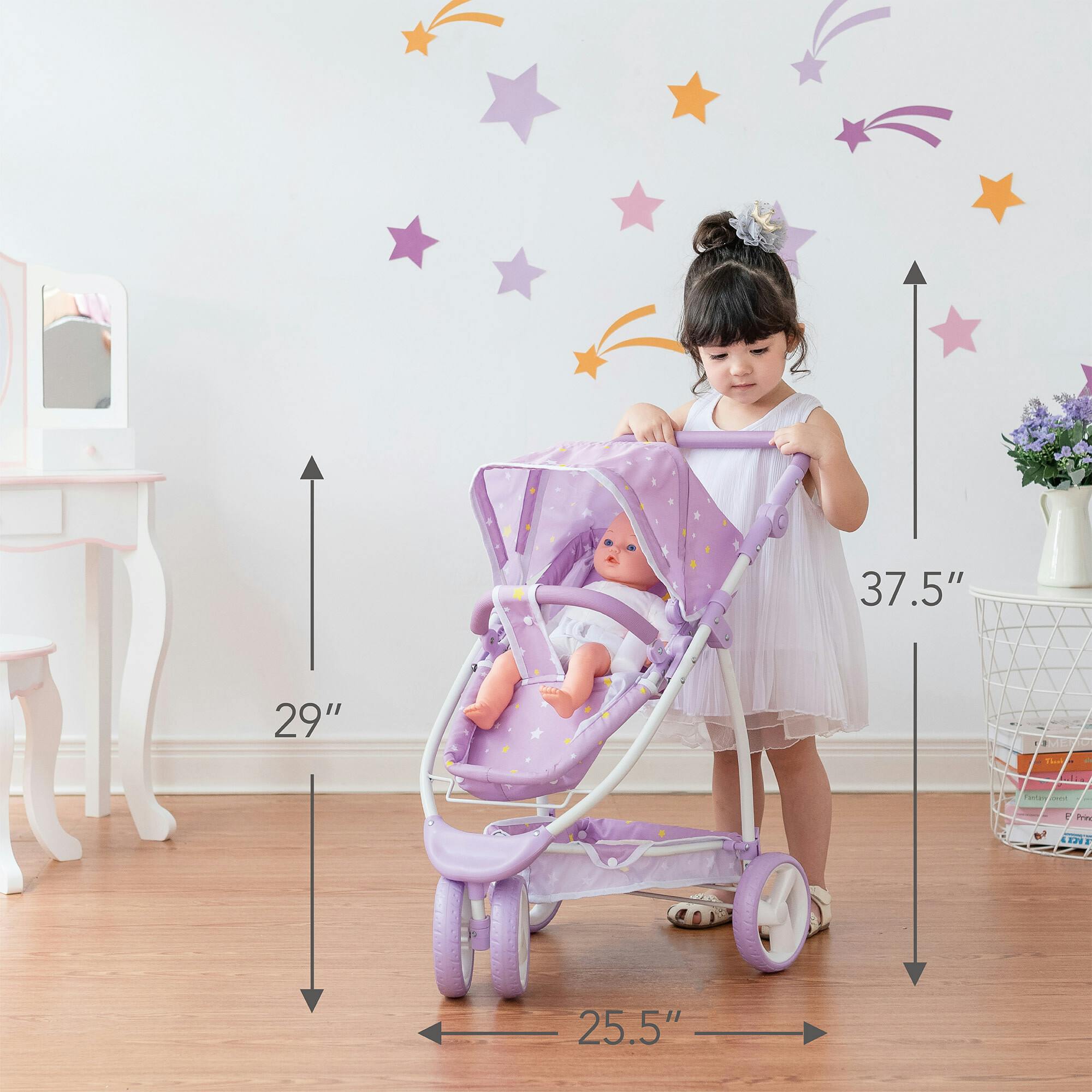 Twinkle Stars Princess 2-In-1 Baby Doll Stroller