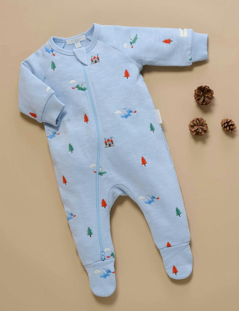Embroidered Fleece Growsuit Dragon Broderie