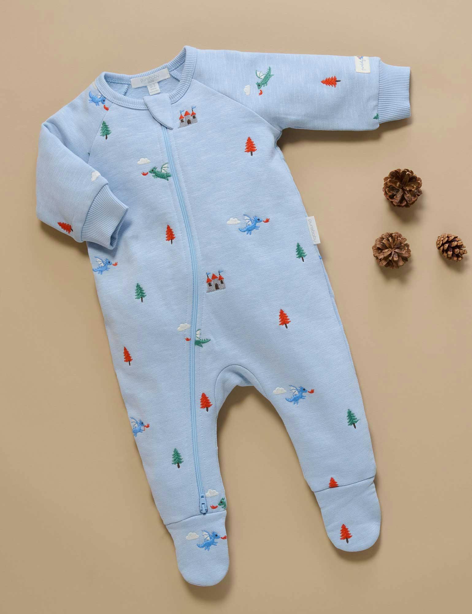 Embroidered Fleece Growsuit Dragon Broderie