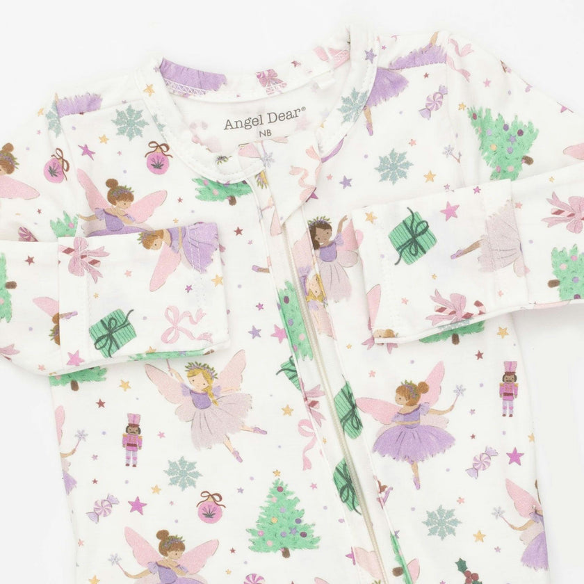 Sugar Plum Fairies - 2 Way Ruffle Back Zipper Footie