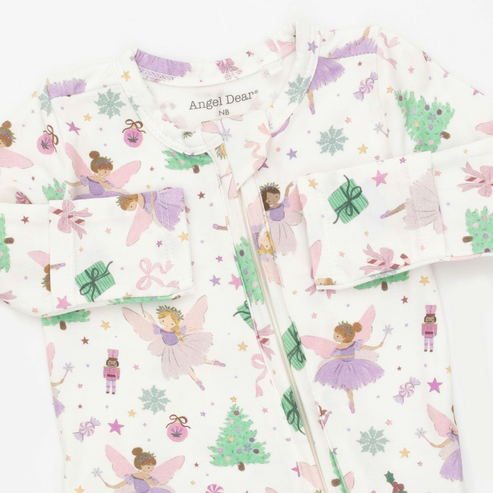 Sugar Plum Fairies - 2 Way Ruffle Back Zipper Footie