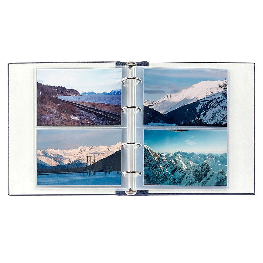 Medium Clear Pocket Pebble Grain Leather Photo Album