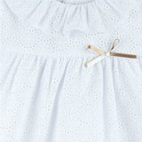 Girls' White Eyelet Ruffle Dress, White