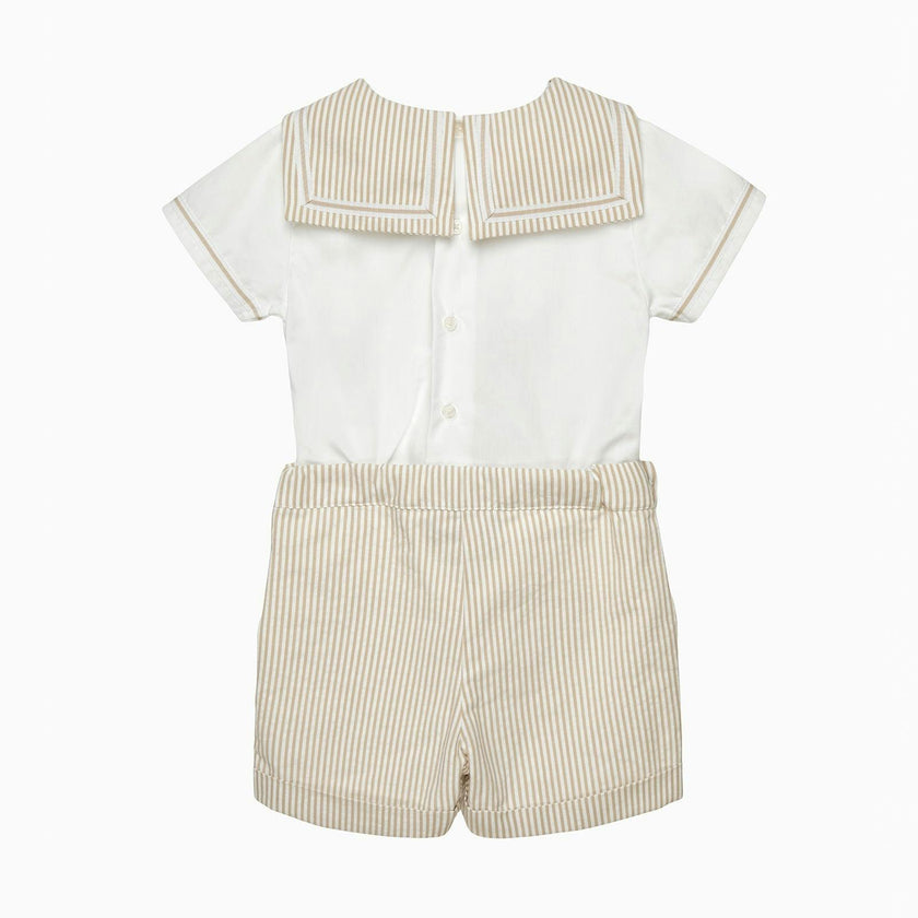 Edward Sailor Set in Oatmeal Stripe