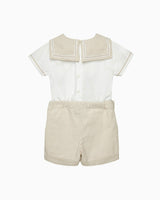 Edward Sailor Set in Oatmeal Stripe