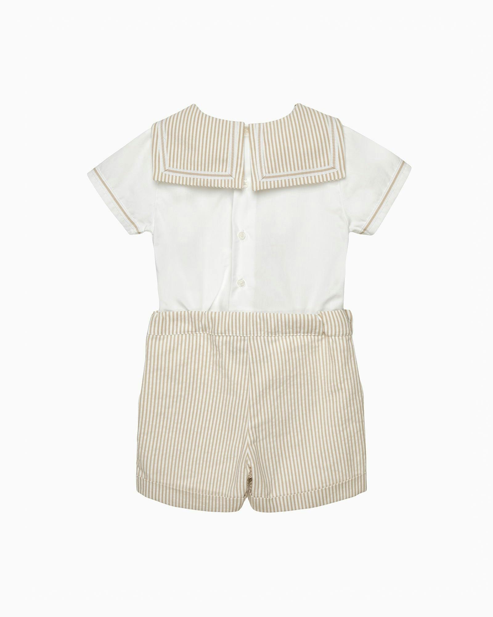 Edward Sailor Set in Oatmeal Stripe