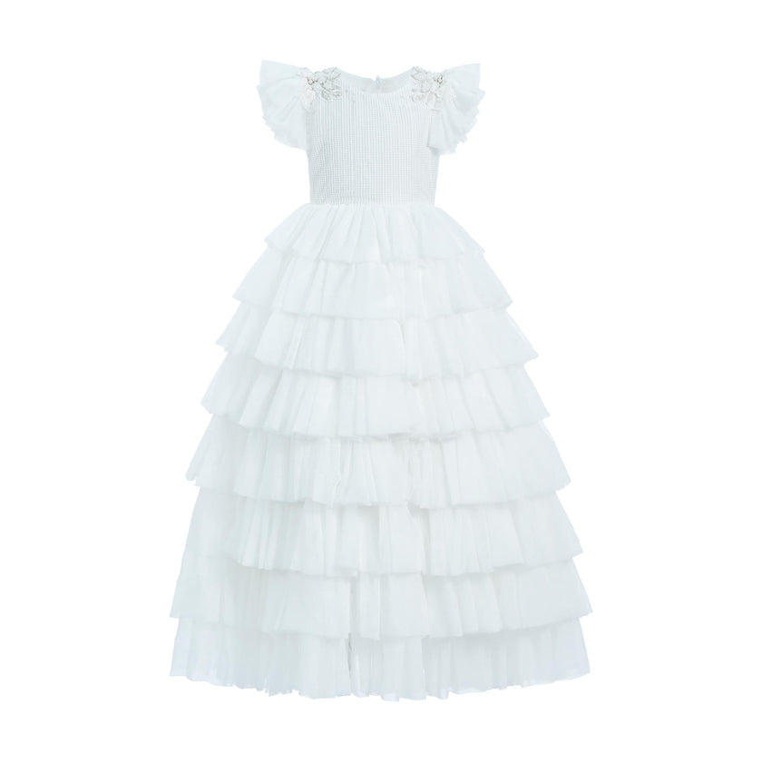 White Layered Tulle Abbyfield Dress