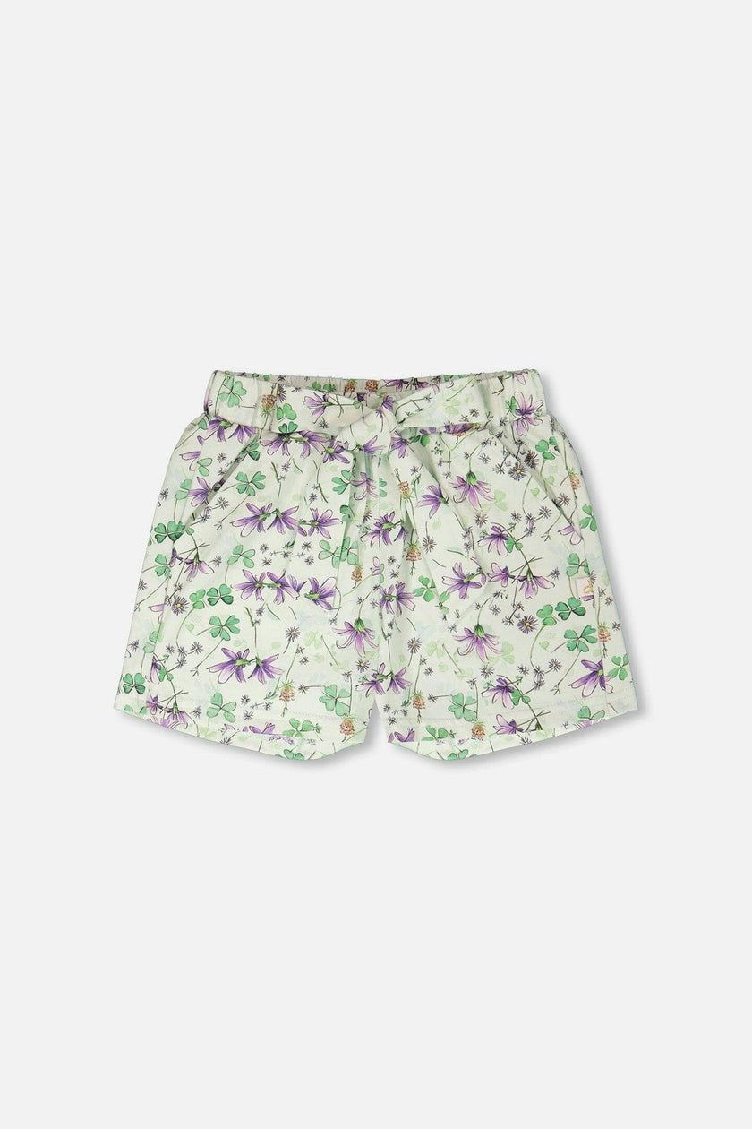 Jersey Shorts Green Printed Flowers