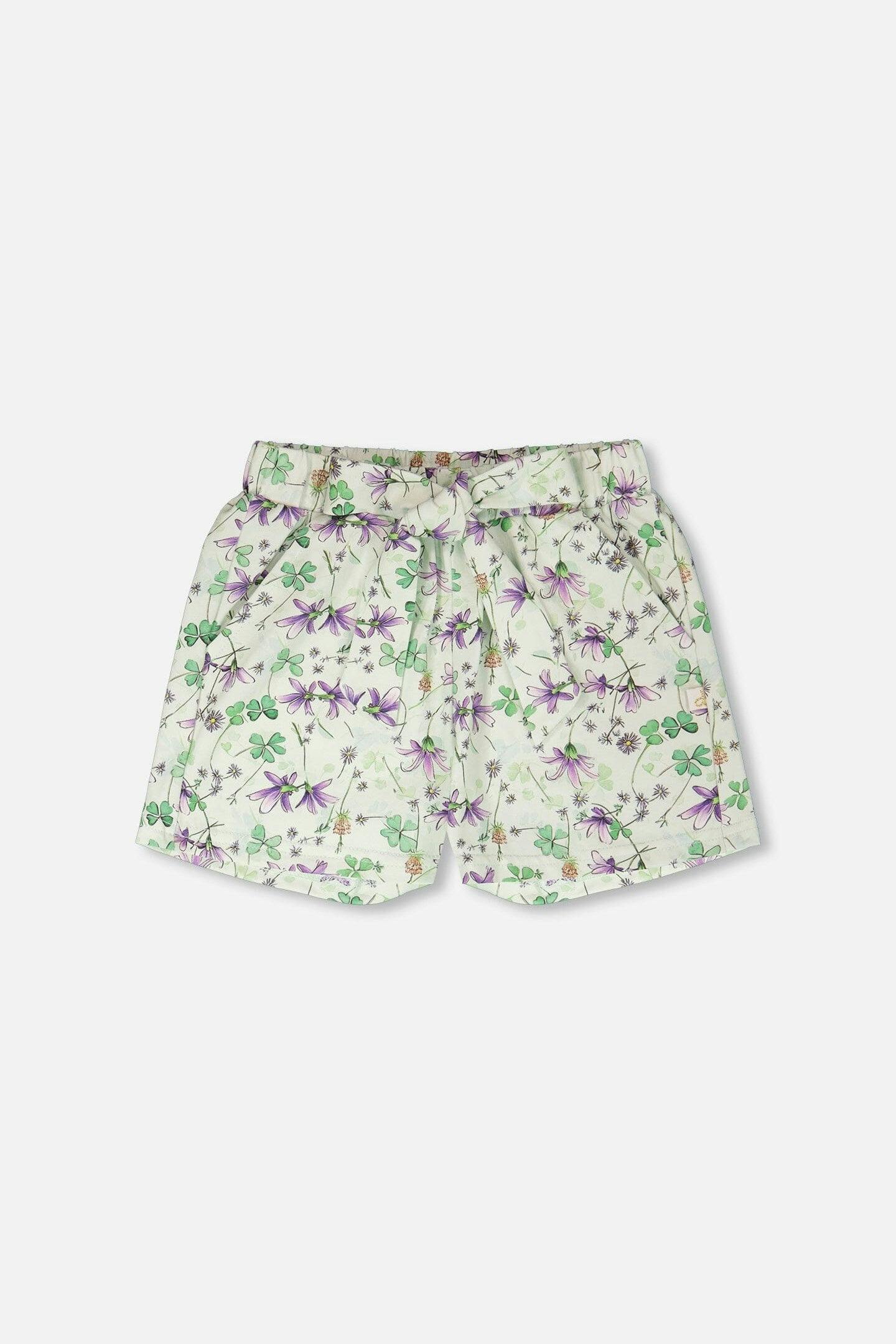 Jersey Shorts Green Printed Flowers