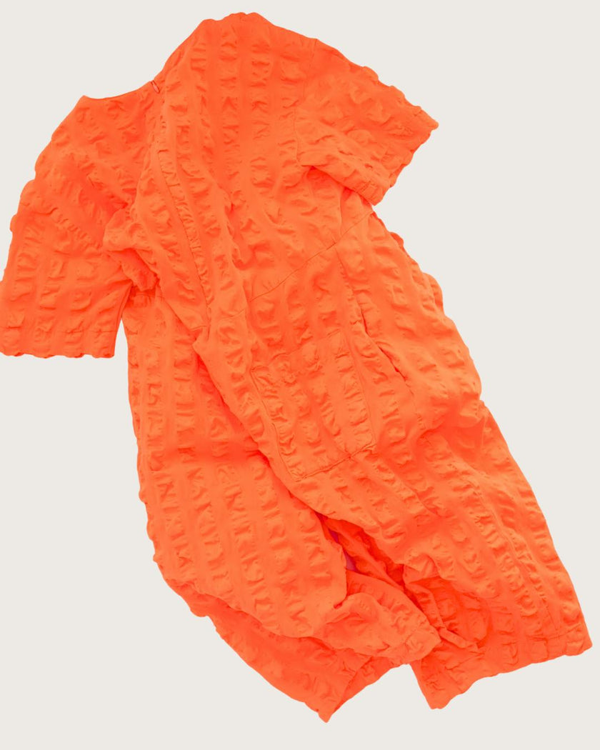 Dorian Orange seersucker jumpsuit