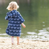 Singing Whales Baby Towel Poncho, Blue