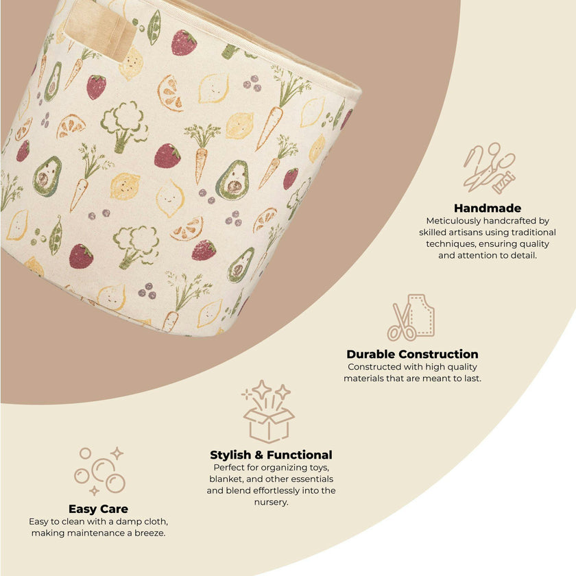Clementine Fruits & Veggies Canvas Storage Bin