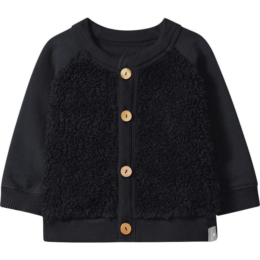 Sweatshirt Cardigan with Fuzzy Front