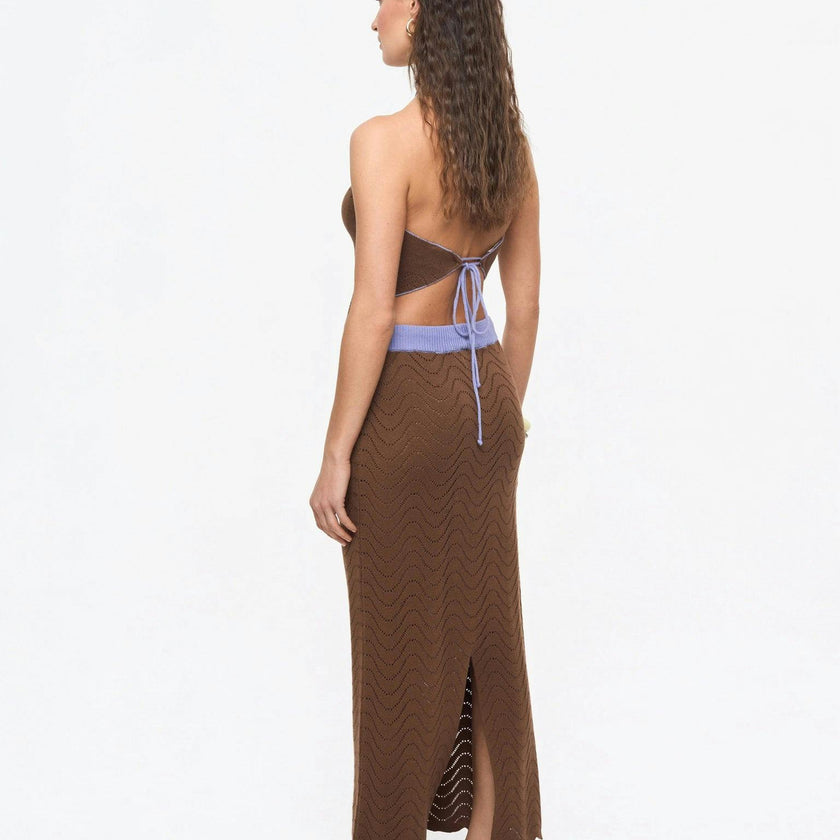 women's organic cotton midi skirt - mocha