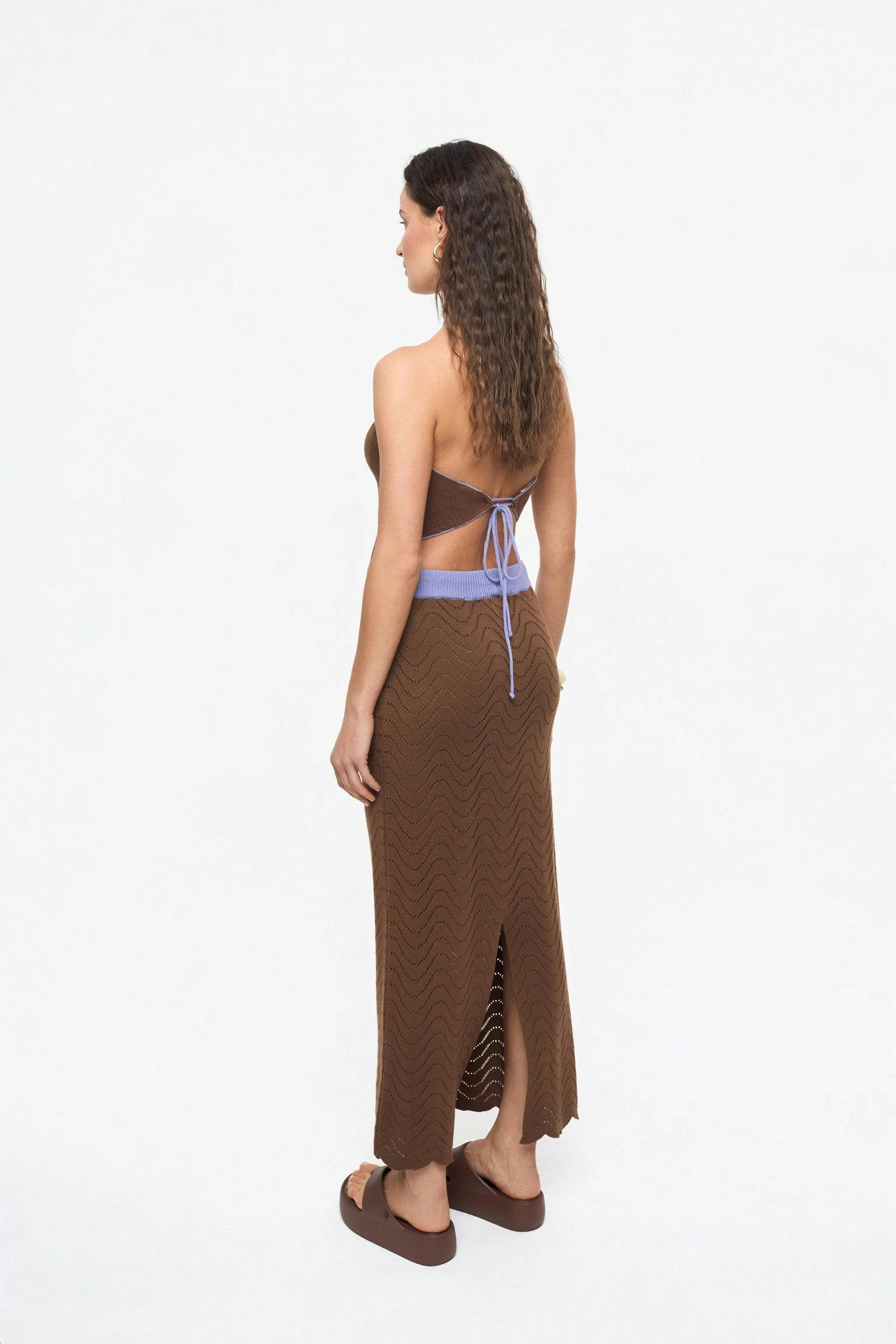 women's organic cotton midi skirt - mocha