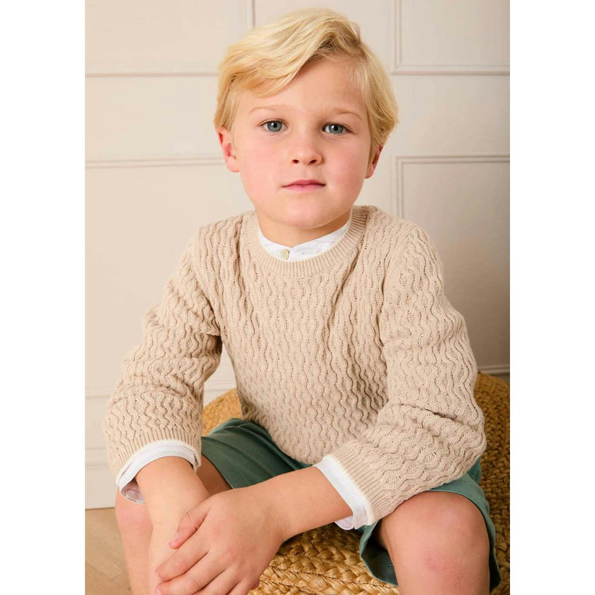 Wave Knit Jumper in Beige (3-10yrs)