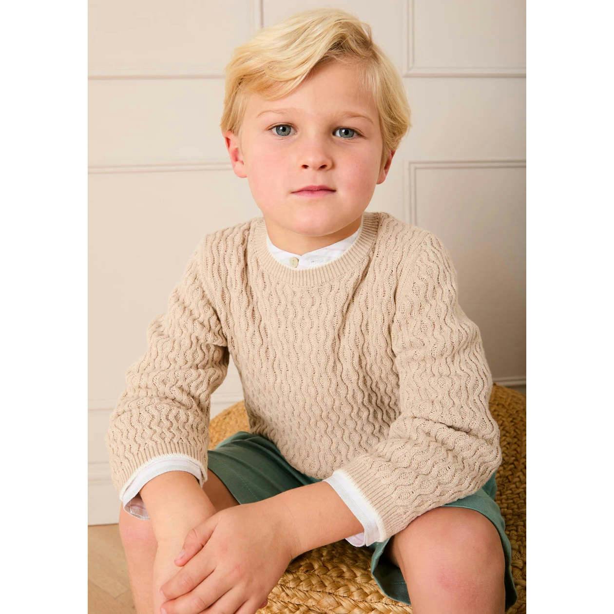 Wave Knit Jumper in Beige (3-10yrs)