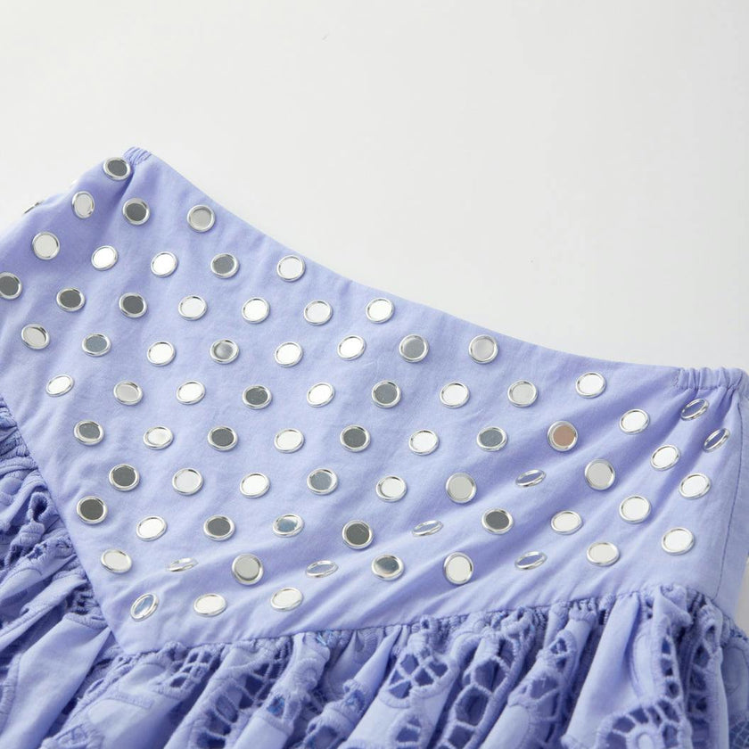 Luciana Embroidered Bubble Mini Skirt