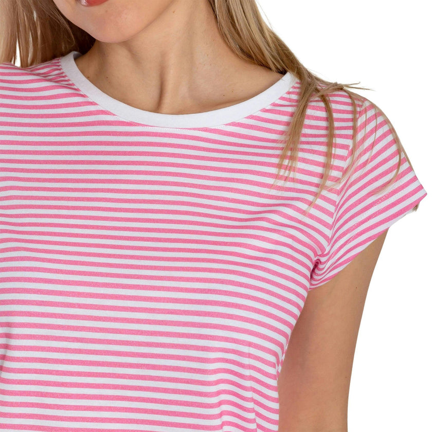Women's Peony Jersey Short PJ Set - Pink Stripe Organic Stretch Cotton