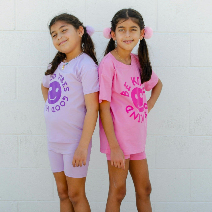 Happy Face "BE HAPPY" Message T-Shirt and Short Set Kids