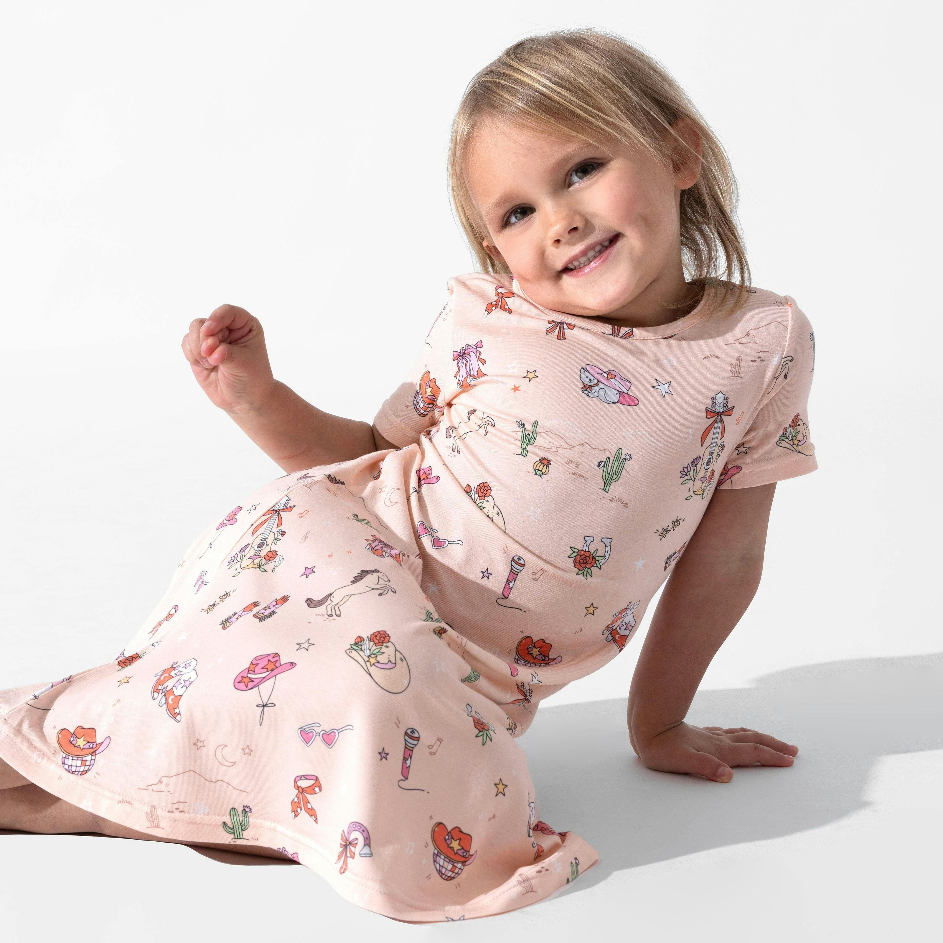 Cowgirl Bamboo Girls' Short Sleeve Dress