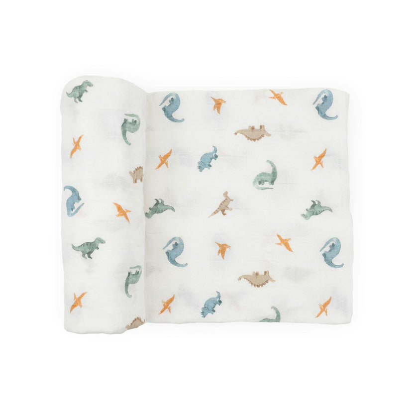 Organic Cotton Muslin Swaddle Blanket - Little Dino
