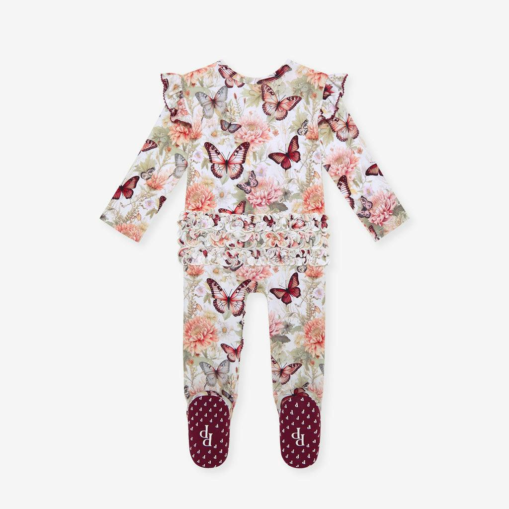 Leanne Picot Footie Ruffled Zippered One Piece