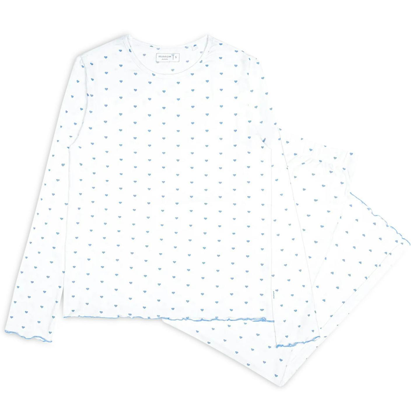 women's blue heart pima pajamas set