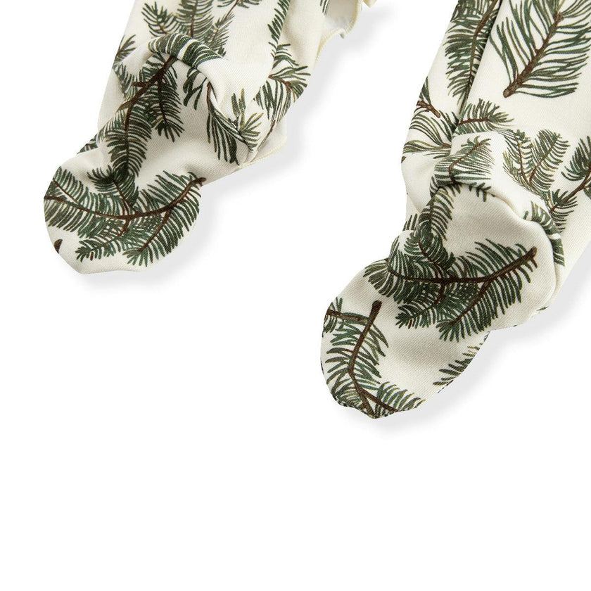 Pine Brushed Ruffle Footed Romper