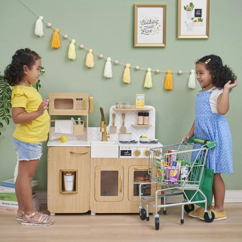 Little Chef Cyprus Medium Play Kitchen - Light Oak/White