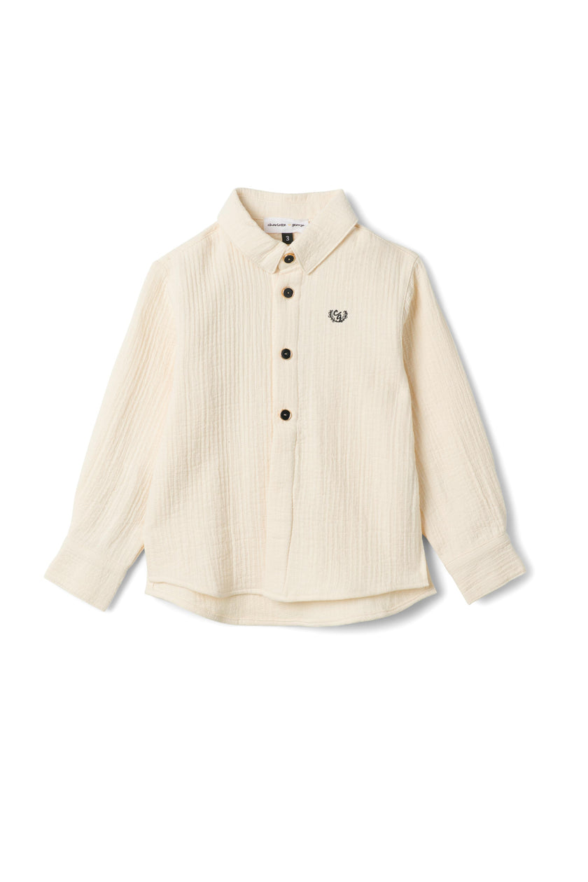 Crest Embroidered Button Front Shirt