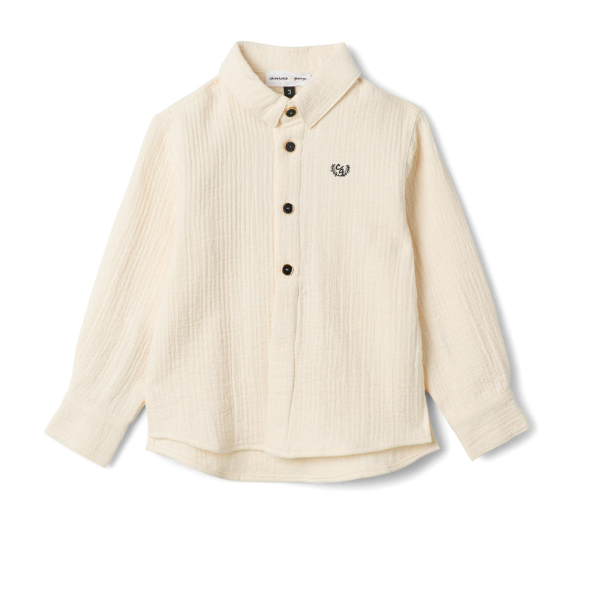 Crest Emboidered Shirt Off White