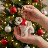 Bulldog Dog Hand Knit Christmas Ornament